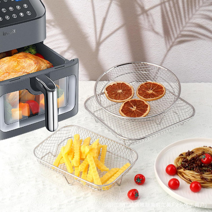 Heissluftfritteuse Zubehör, 3x stapelbare 304 Edelstahl Airfryer Racks | Kompatibel mit AF300EU/AF40