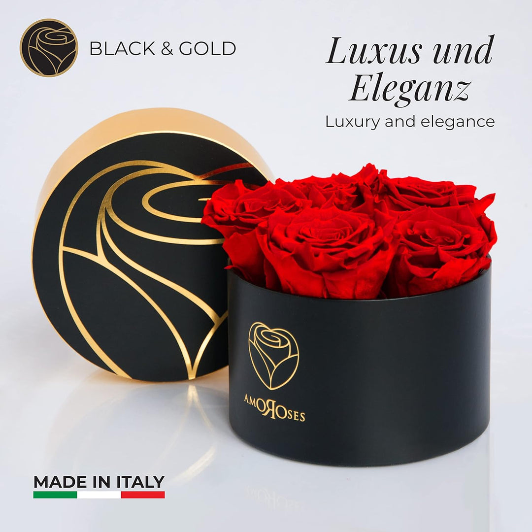 Amoroses Petite - Geschenkbox 5 ewige stabilisierte Rosen - Eleganter Strauss echter Blumen | Gesche