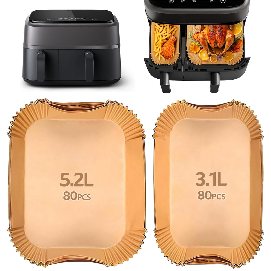 160 Stück Backpapier für Heissluftfritteuse BPA-frei, Airfryer Backpapier Antihaft Wasserdicht Ölfes