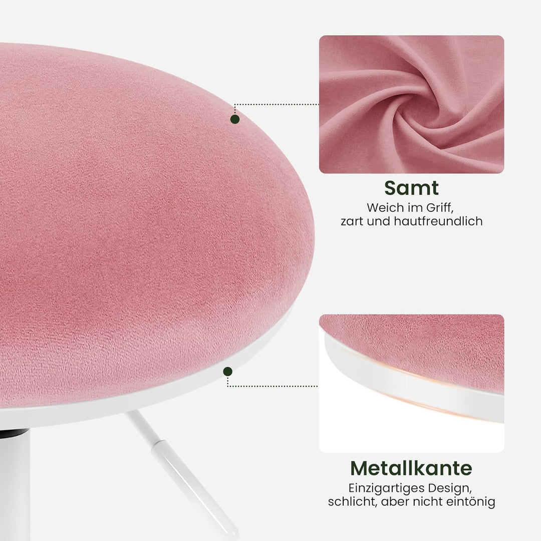 EUGAD Schminkhocker höhenverstellbar, Drehhocker mit Rollen, runder Hocker 360° drehbar, für Ankleid