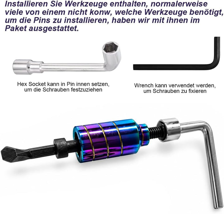 Scooter pegs - 2 stück Pro Stunt Scooter Pegs Rainbow Schward mit 12.9 Stufe Achse und Befestigungsm