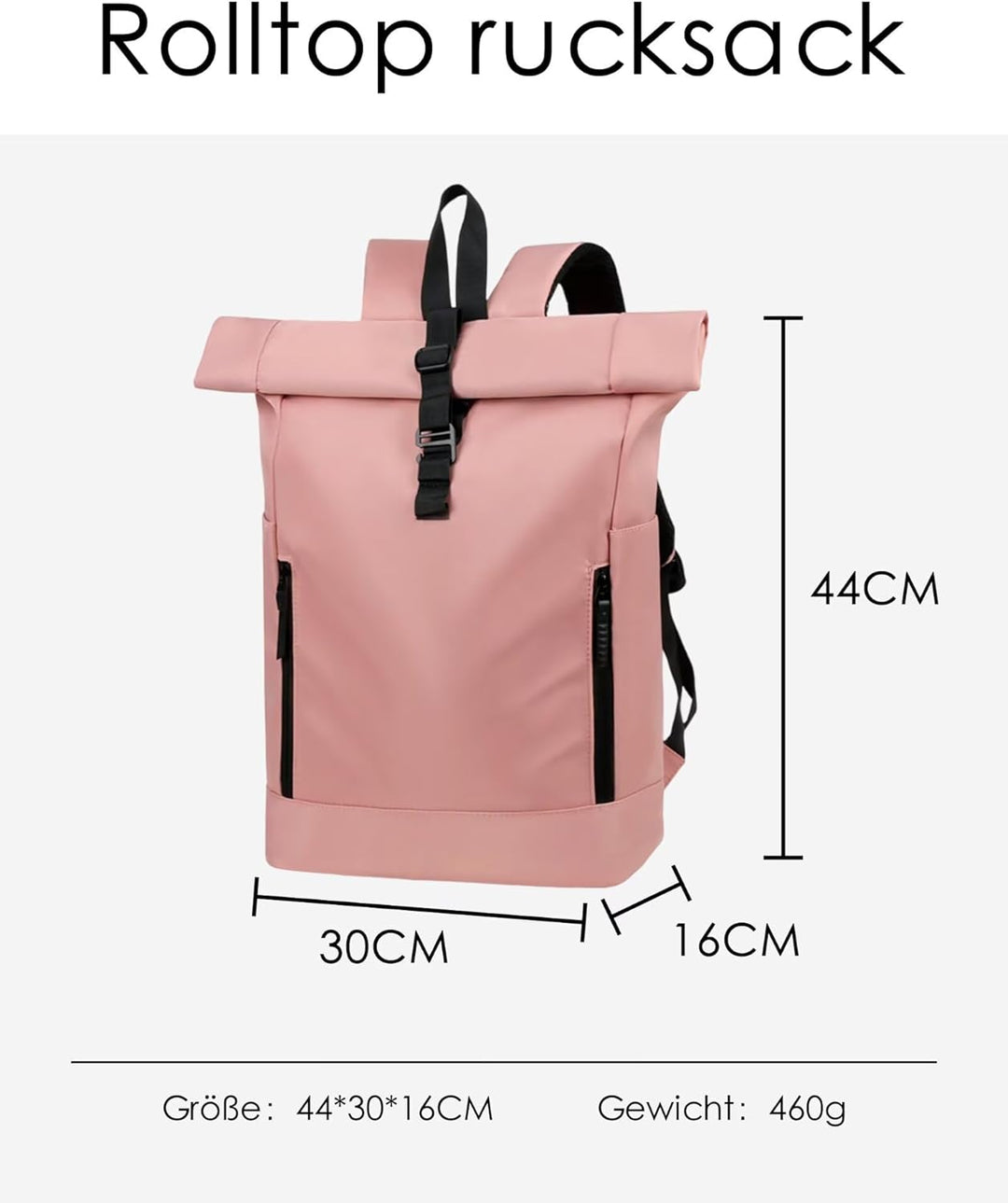 Rolltop Rucksack Damen Wasserdicht Klein Laptop Rucksack mit Computerfach 16 Zoll Elegant Reiserucks