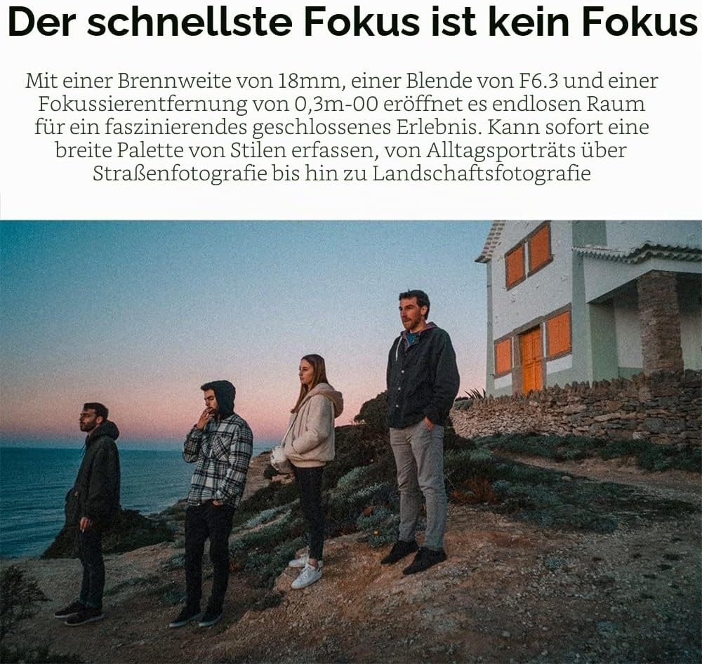 7artisans 18mm F6.3 II M43 Mount Geeignet,Ultradünnes APS-C Prime Objektiv,58g,0.3M Fokus Entfernung