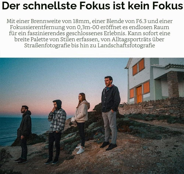 7artisans 18mm F6.3 II M43 Mount Geeignet,Ultradünnes APS-C Prime Objektiv,58g,0.3M Fokus Entfernung