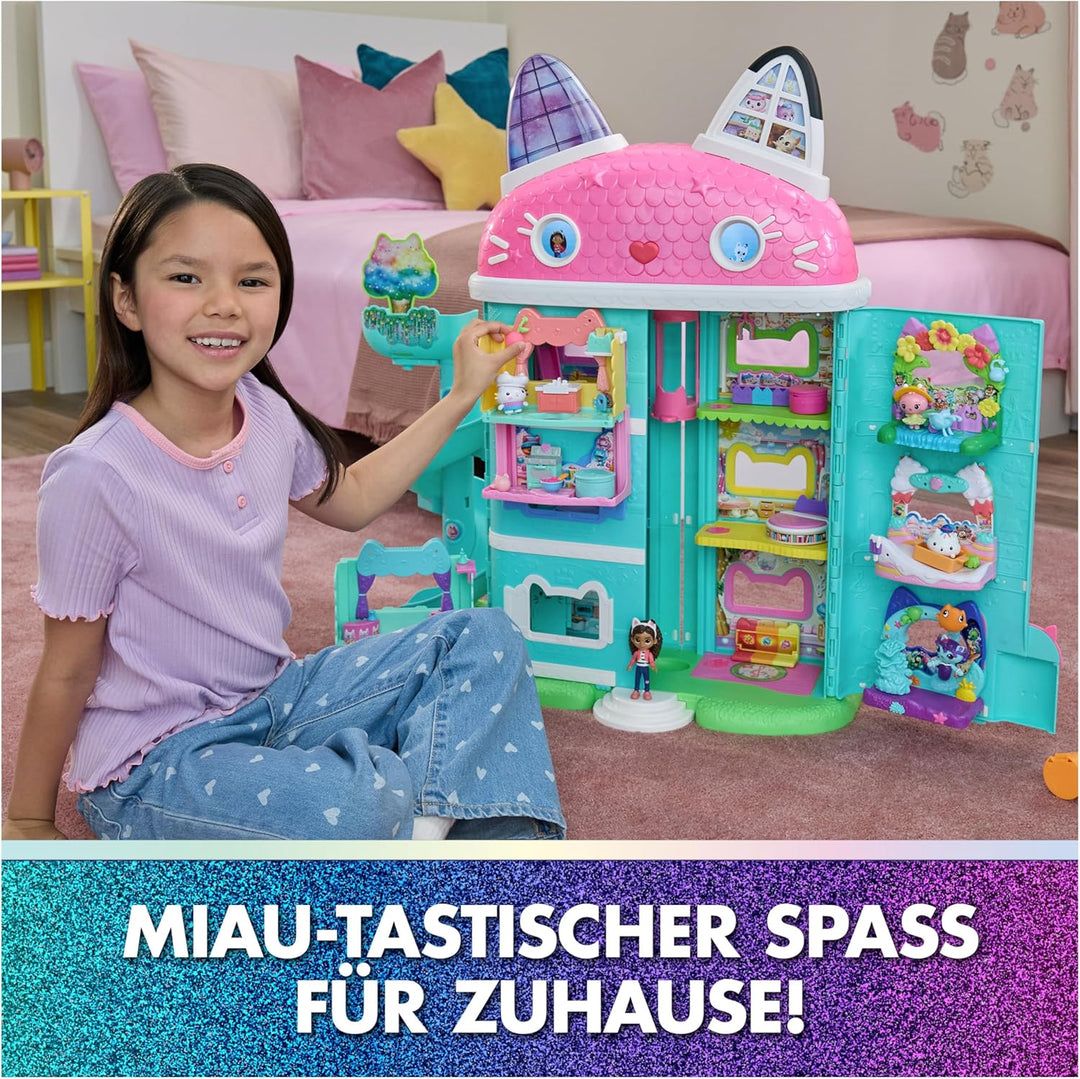 DREAMWORKS GABBY'S DOLLHOUSE: DER FILM - Queen Kitty Fees Kristall Garten Balkon, mit Spielfigur & Z