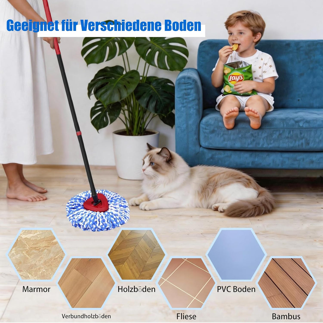 6 Stück Wischmopp Ersatzkopf für Vileda H2PrO, Mikrofaser Spin Mop Nachfüllungen, Maschinenwaschbar