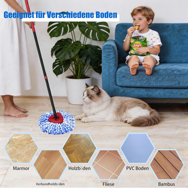 6 Stück Wischmopp Ersatzkopf für Vileda H2PrO, Mikrofaser Spin Mop Nachfüllungen, Maschinenwaschbar