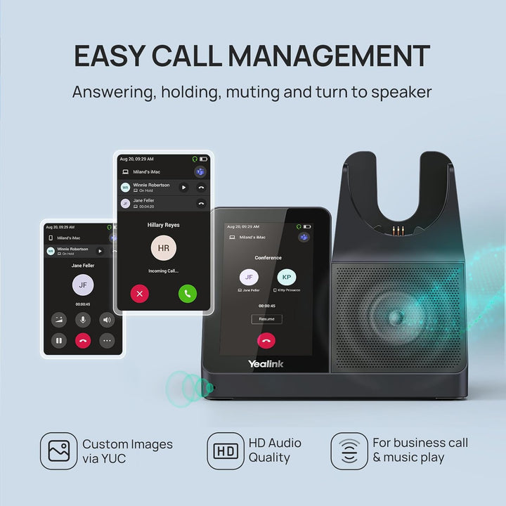Yealink WH68 All-in-One UC-Workstation - DECT & Bluetooth Wireless Headset mit 4-Zoll Touchscreen, H
