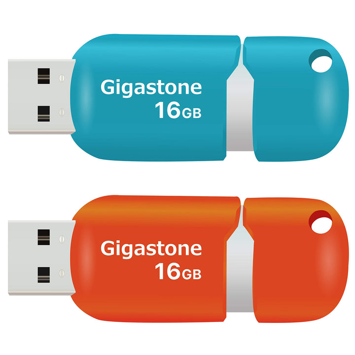 Gigastone V10 16GB 2er-Pack USB 2.0 Flash-Laufwerk, Einziehbare Tasten für MacBook Laptop, Windows M