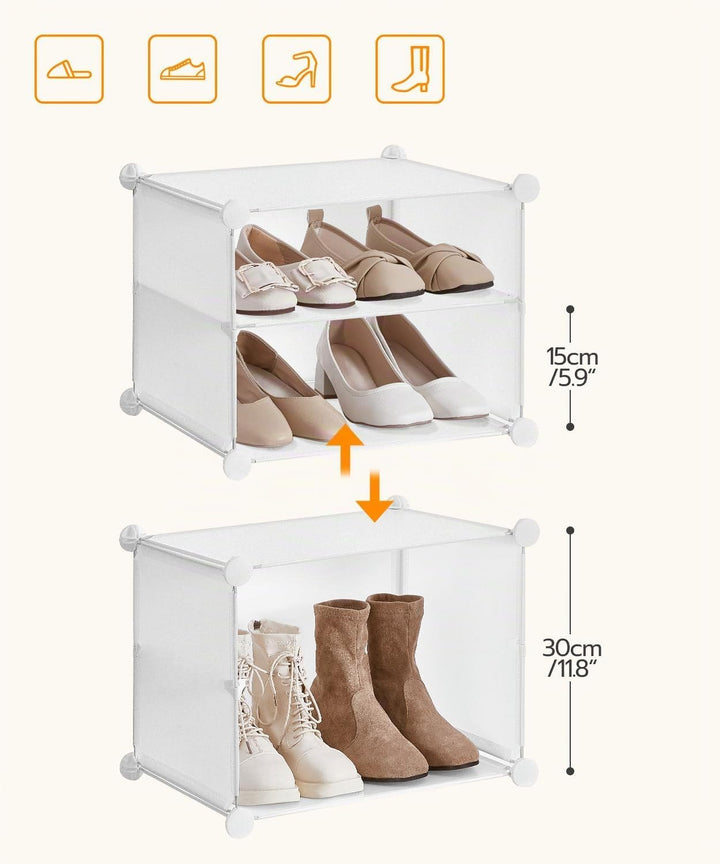 HOOBRO Schuhregal mit 8 Fächern, Schuhschrank, für 32 Paar Schuhe, 40 x 30 x 30 cm pro Fach, schmal,