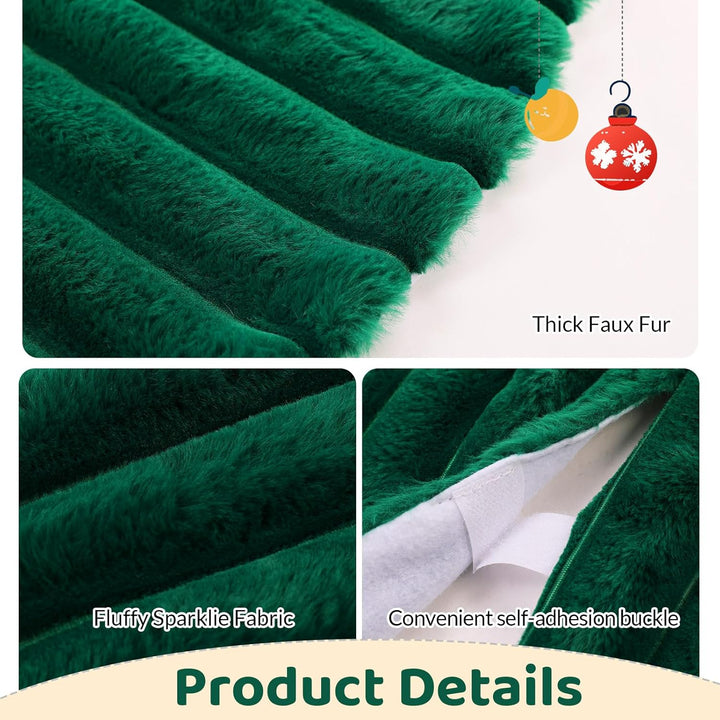 KONVINIT Weihnachtsbaumdecke Grün Luxus Kunstfell Round Christbaumdecke Weihnachtsbaumrock Weihnacht