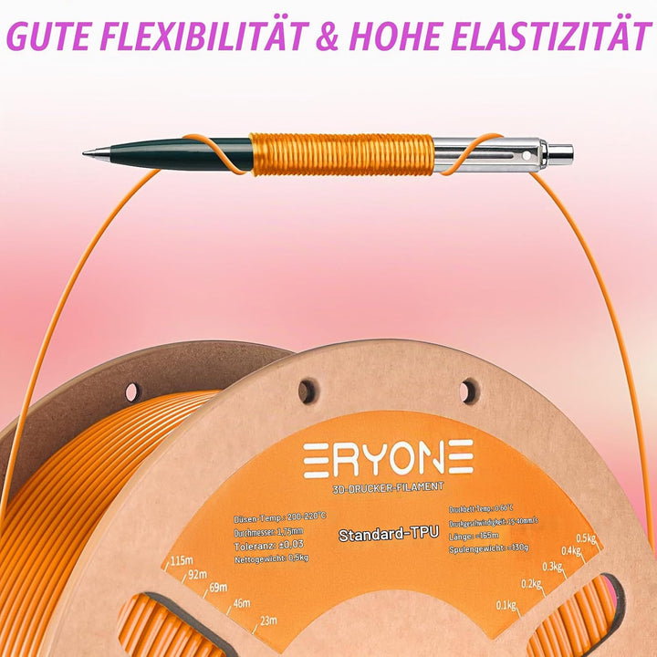 ERYONE TPU Filament 1.75mm, 3D Drucker Filament,Flexible TPU Filament, TPU 95A, Massgenauigkeit +/-