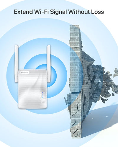 BrosTrend WLAN Verstärker/Repeater AC1200, Dual WLAN, 867 Mbit/s 5 GHz und 300 Mbit/s 2,4 GHz, 1 Eth