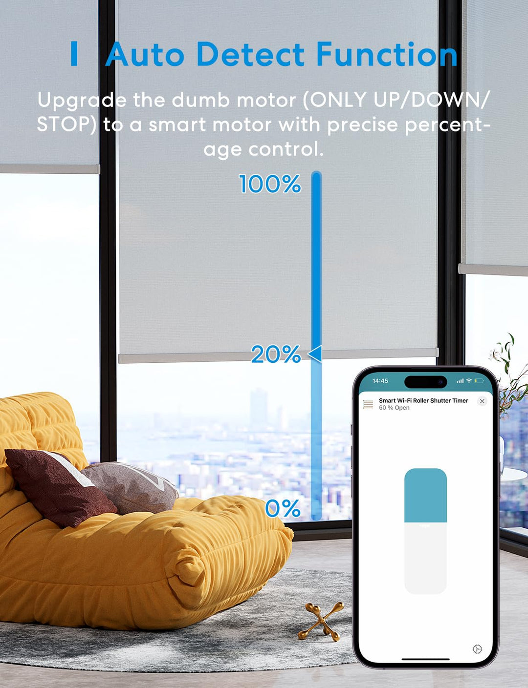 meross WLAN Rolladenschalter funktioniert mit Homekit, Alexa Rollladen, Smart Jalousien Schalter ben