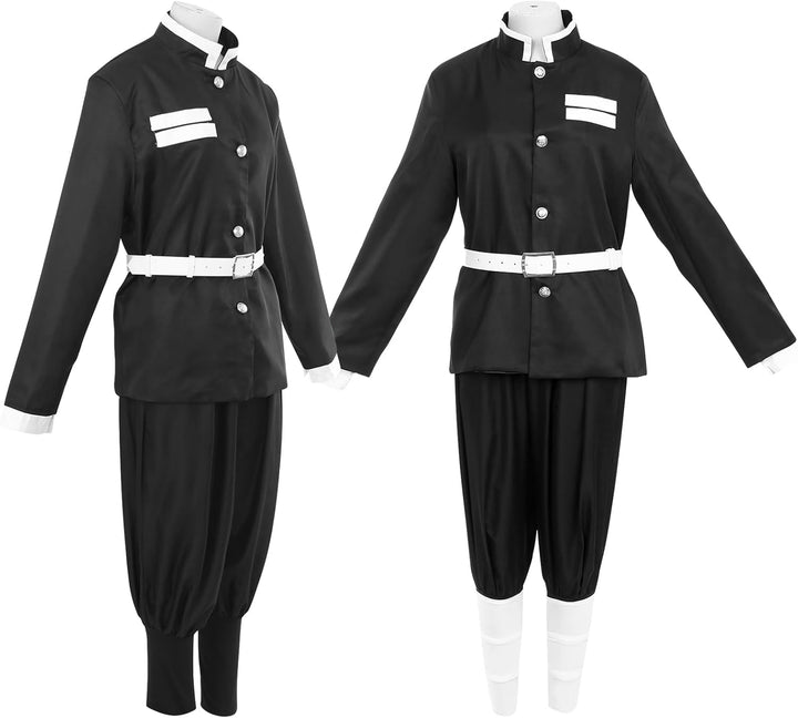 Alaiyaky Tanjirou Cosplay Kostüm mit Earrings, Demon Slayer Tanjirou Cosplay Kimono Halloween Jacke