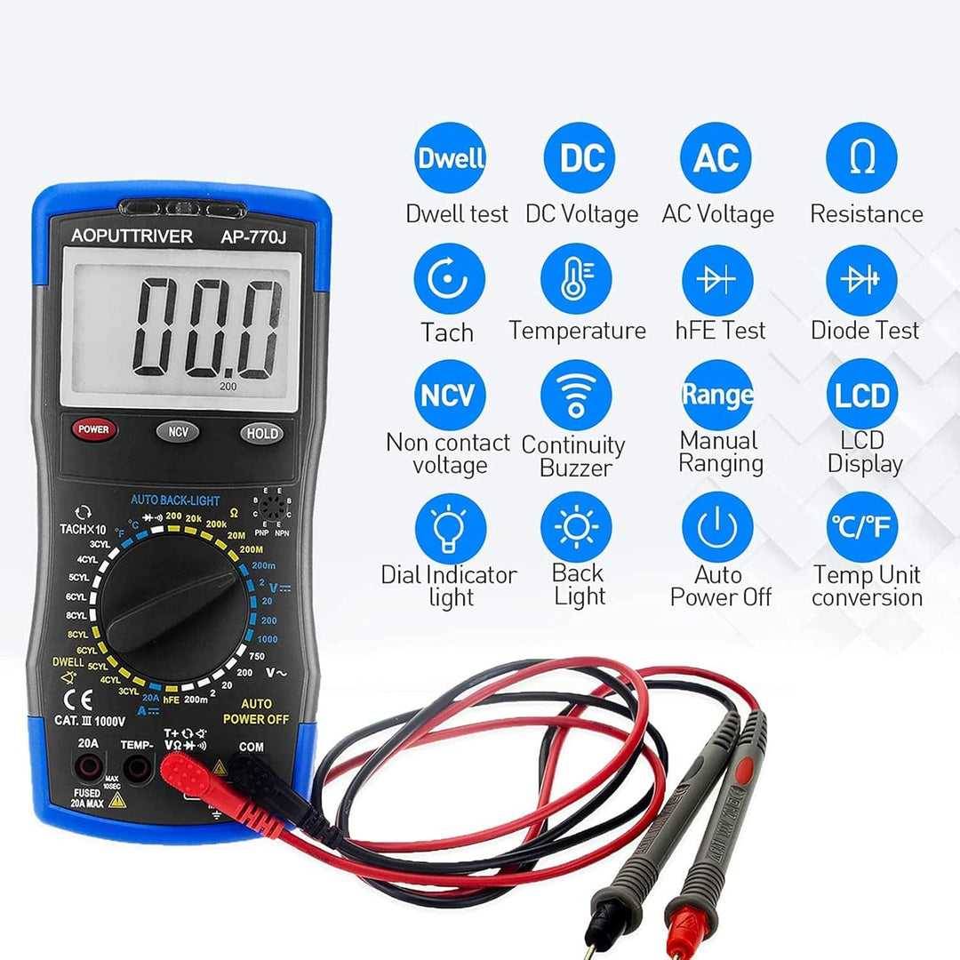 Automotive Multimeter AP-770J Auto Digital Multimeter manueller Streckenauto-Multitester Voltage Det