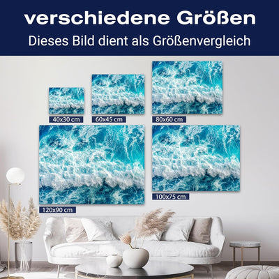 wandmotiv24 Leinwand-Bild Raues Meer 2, Grösse 100x75cm, Querformat, Wand-Bilder, Dekoration Wohnzim