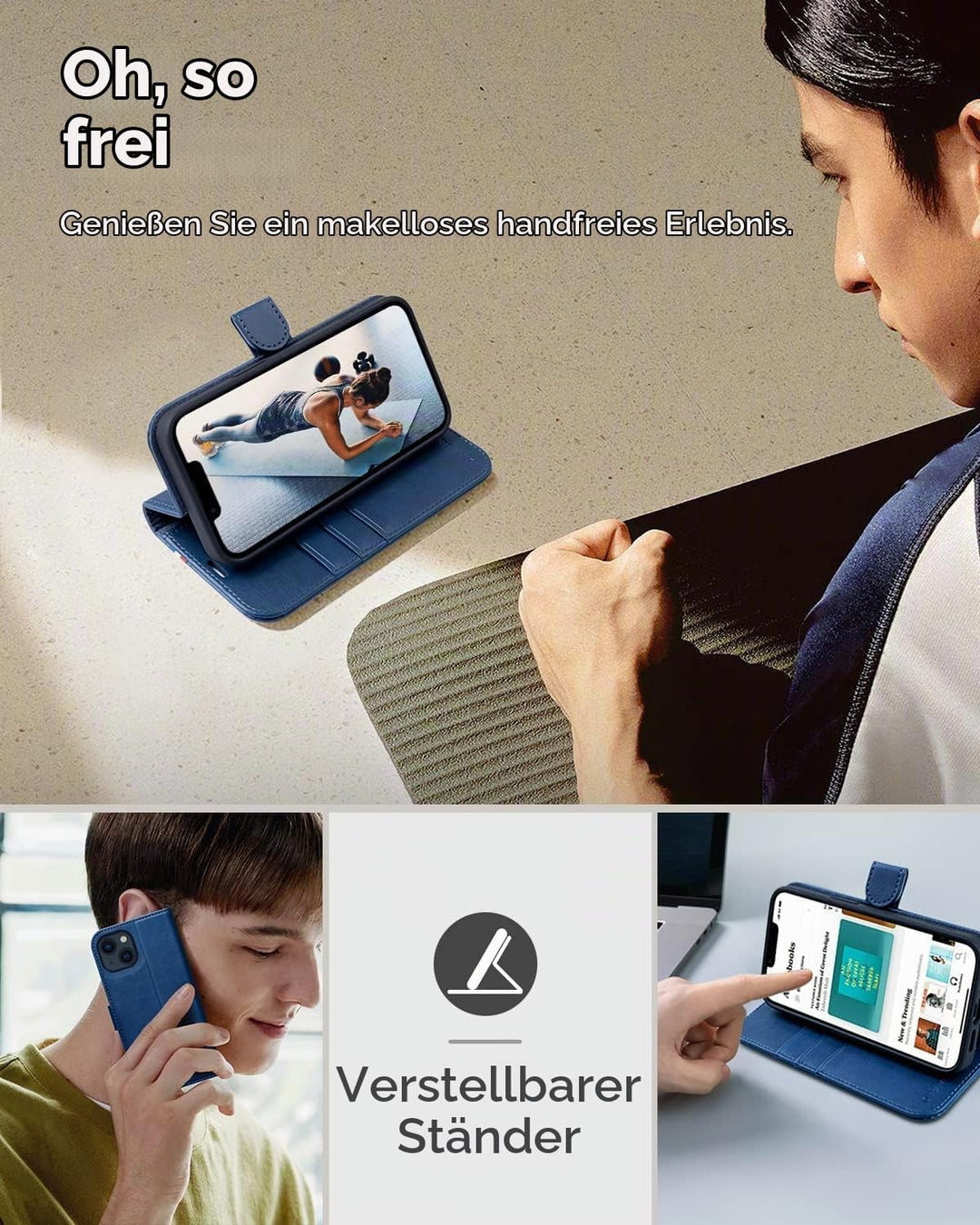 OCASE iPhone 14 Hülle Handyhülle [Premium PU Leder] [Kartenfach] [Magnetverschluss] RFID Schutzhülle