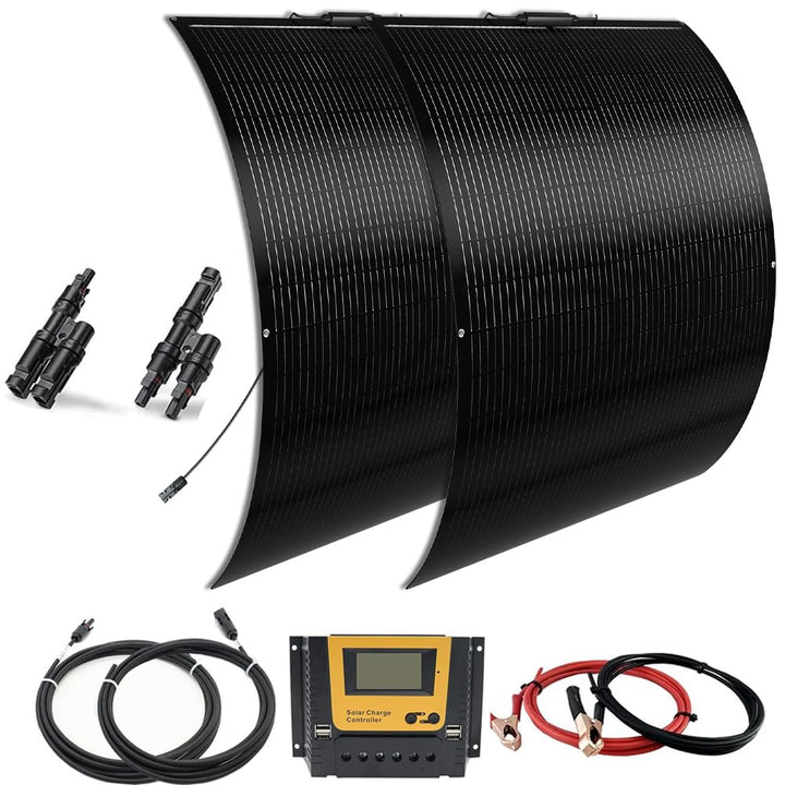 400W Flexibles Solarpanel Kit Set 12V Solarmodul Flexibel 2 x 200Watt Mit 30A 12V/24V Solarladeregle