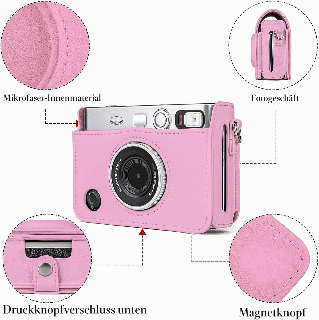 Rieibi Fujifilm Mini EVO Hülle - Vintage PU Leder Schutzhülle für Fuji Fujifilm Mini EVO Sofortbildk
