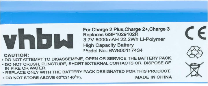vhbw 1x Akku Ersatz für JBL GSP1029102R für Lautsprecher Boxen Speaker (6000 mAh, 3,7 V, Li-Polymer)