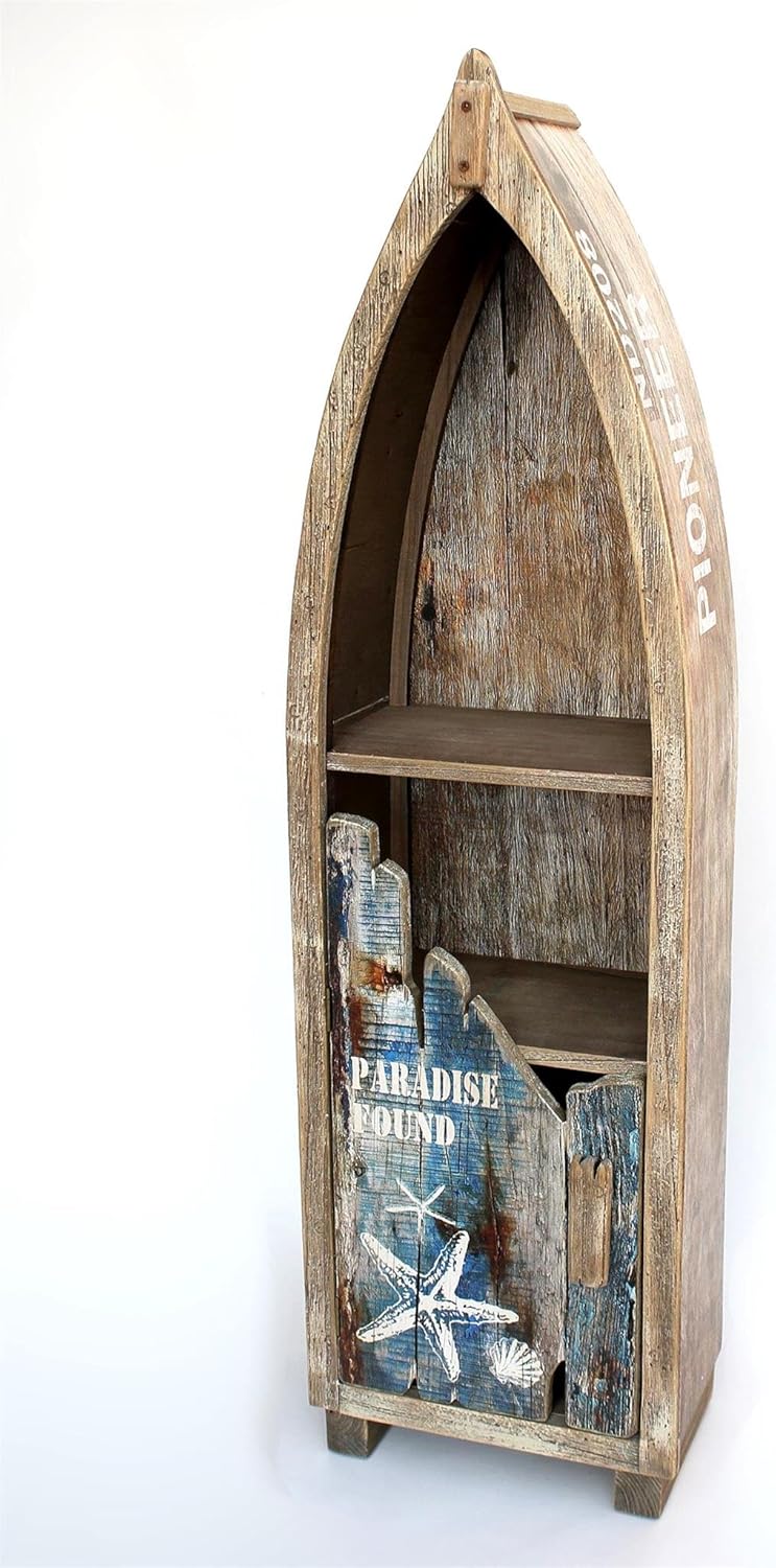 DanDiBo Regal Boot Bootsform Holz Antik MR16 Maritim Badregal Badschrank Braun
