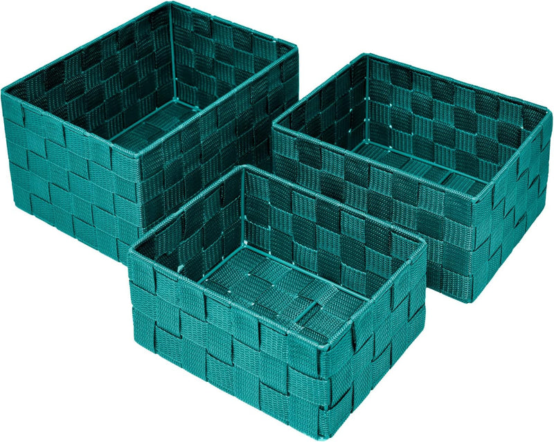 Lashuma Badkörbe 3er Set, Box Grössen: 24x18x14 cm, 21x16x12 cm und 19x14x10 cm, Offene Regalkörbe F