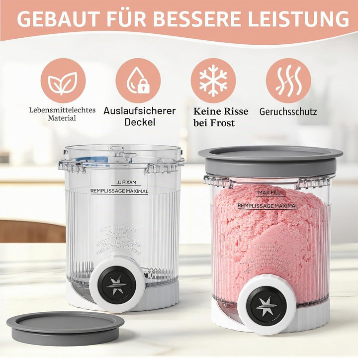 2 Stück Nin/ja Swirl Behälter 480 ml Grau, Kompatibel mit Nin/ja Creami Swirl NC700 & NC701, Ni/nja
