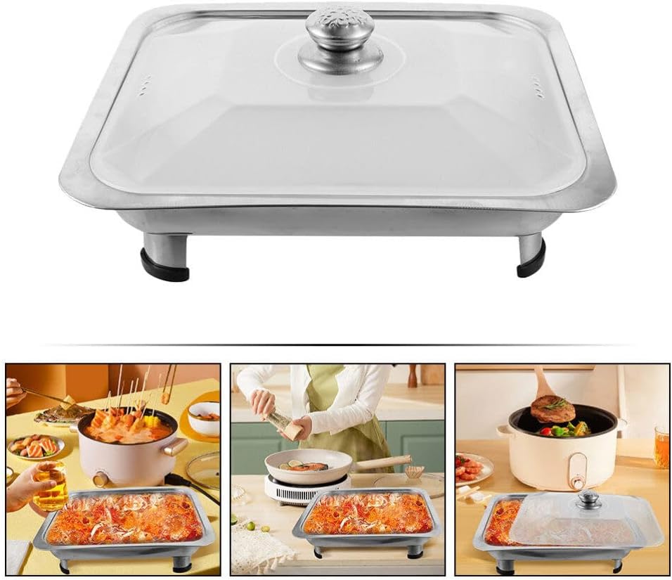 iplusmile Serviertablett Mit Deckel Aus Edelstahl Flacher Buffetbehälter Warmhaltebehälter Für Buffe