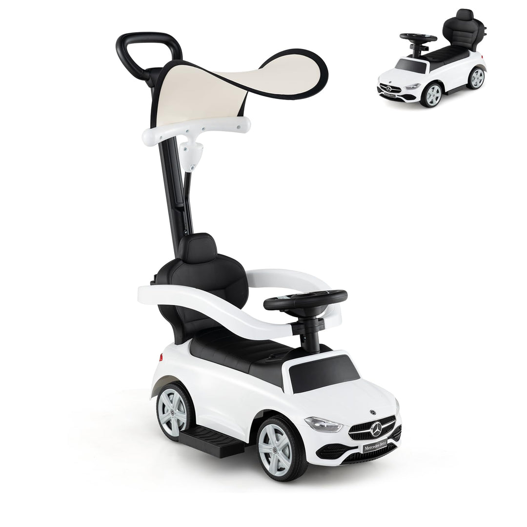 SOARS 3-in-1 Mercedes-Benz Rutschauto, Rutschfahrzeug mit Abnehmbarer Schiebstange, verstellbarem So