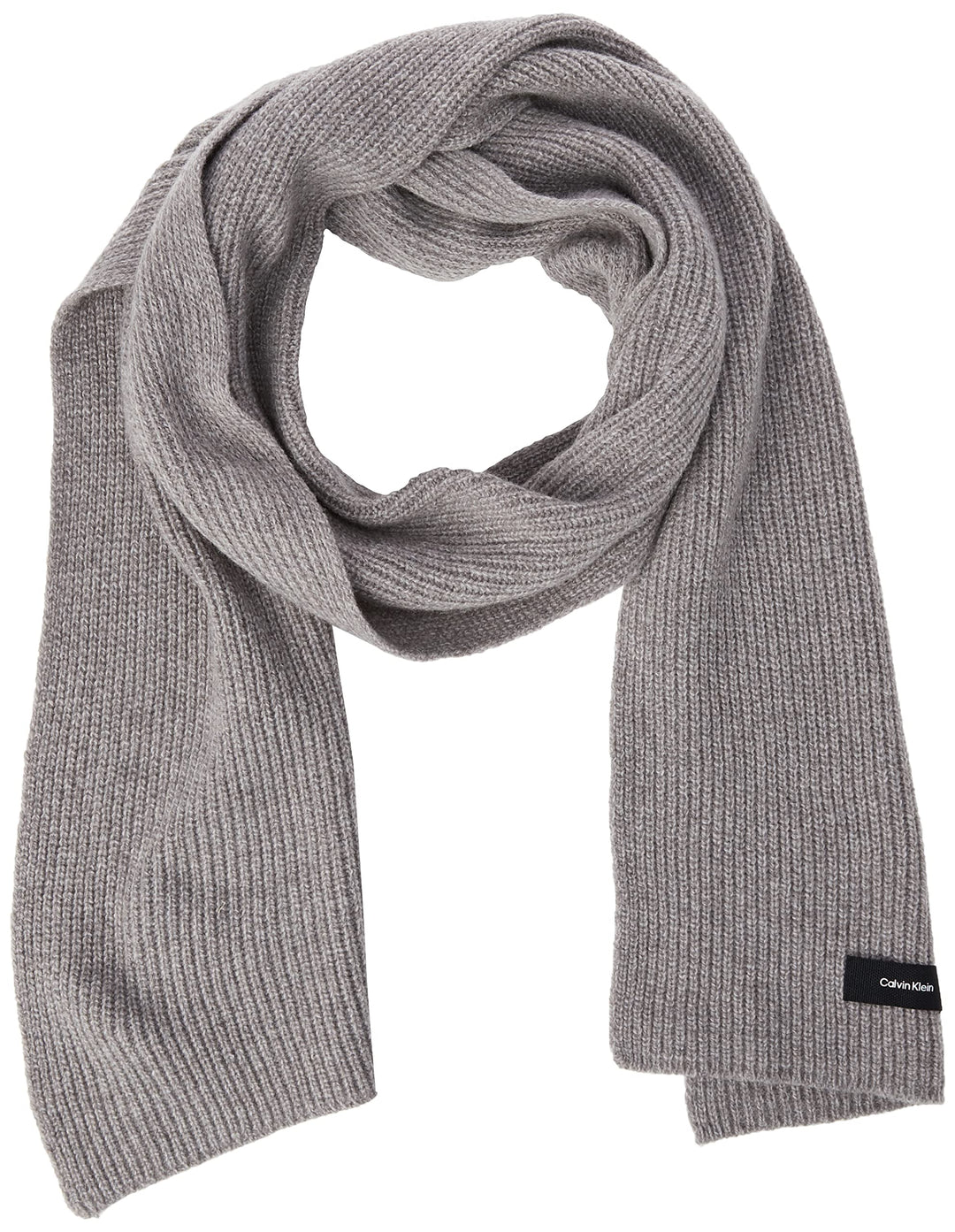 calvin klein Herren Daddy Wool Knit Scarf 30X180CM Woll Schal, Grey Fog, One Size