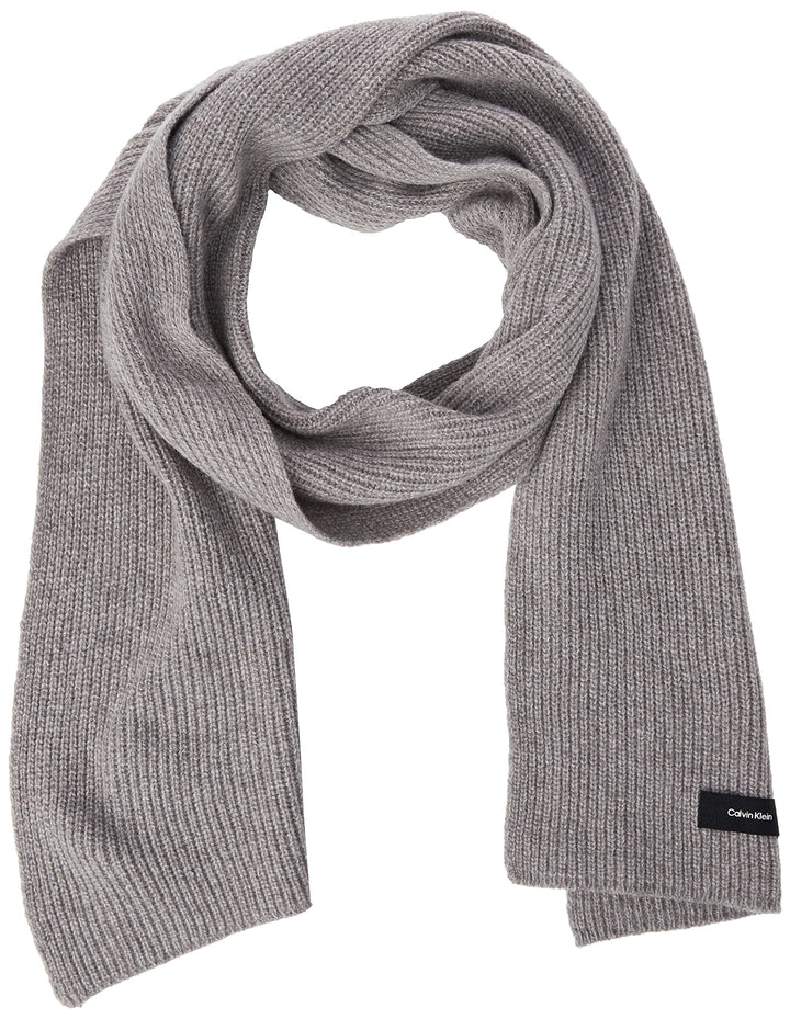 calvin klein Herren Daddy Wool Knit Scarf 30X180CM Woll Schal, Grey Fog, One Size