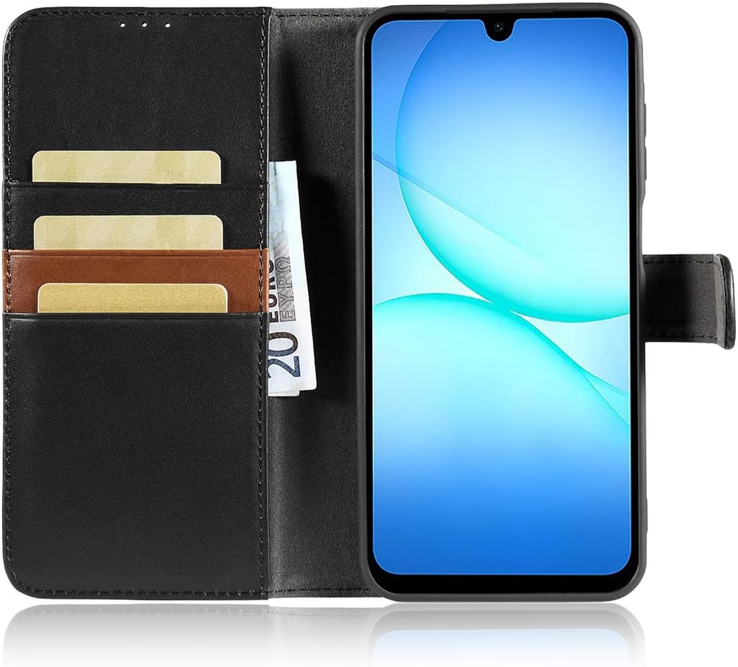 LENSUN Echtleder Hülle für Samsung Galaxy A17, Handyhülle [Echtes Leder][Magnetverschluss][RFID Wall