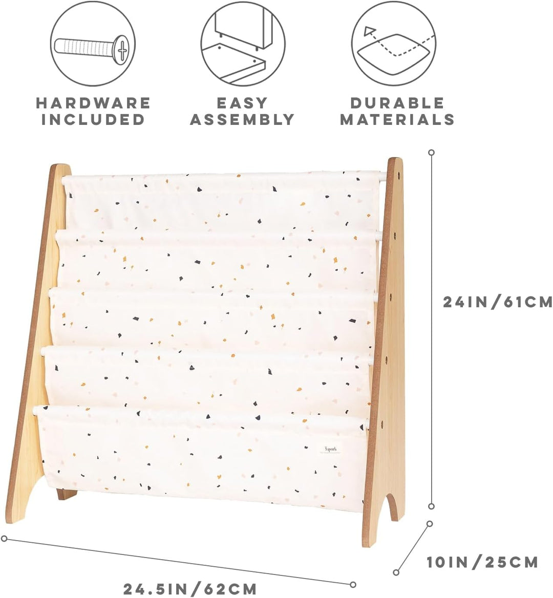 3 Sprouts Kinder Bücherregal aus Holz – Montessori Regal für Kinderzimmer - Terrazzo Creme, Terrazzo