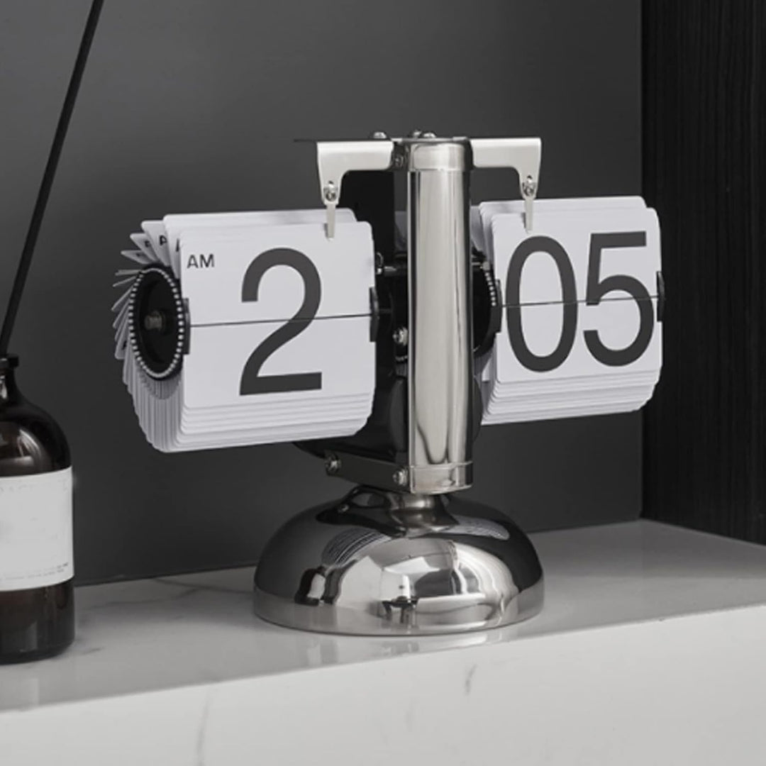 Ejoyous Tischuhr Flip Uhr Retro, Vintage mit Klappziffern, Mechanische Standuhr Dekowecker, lautlos