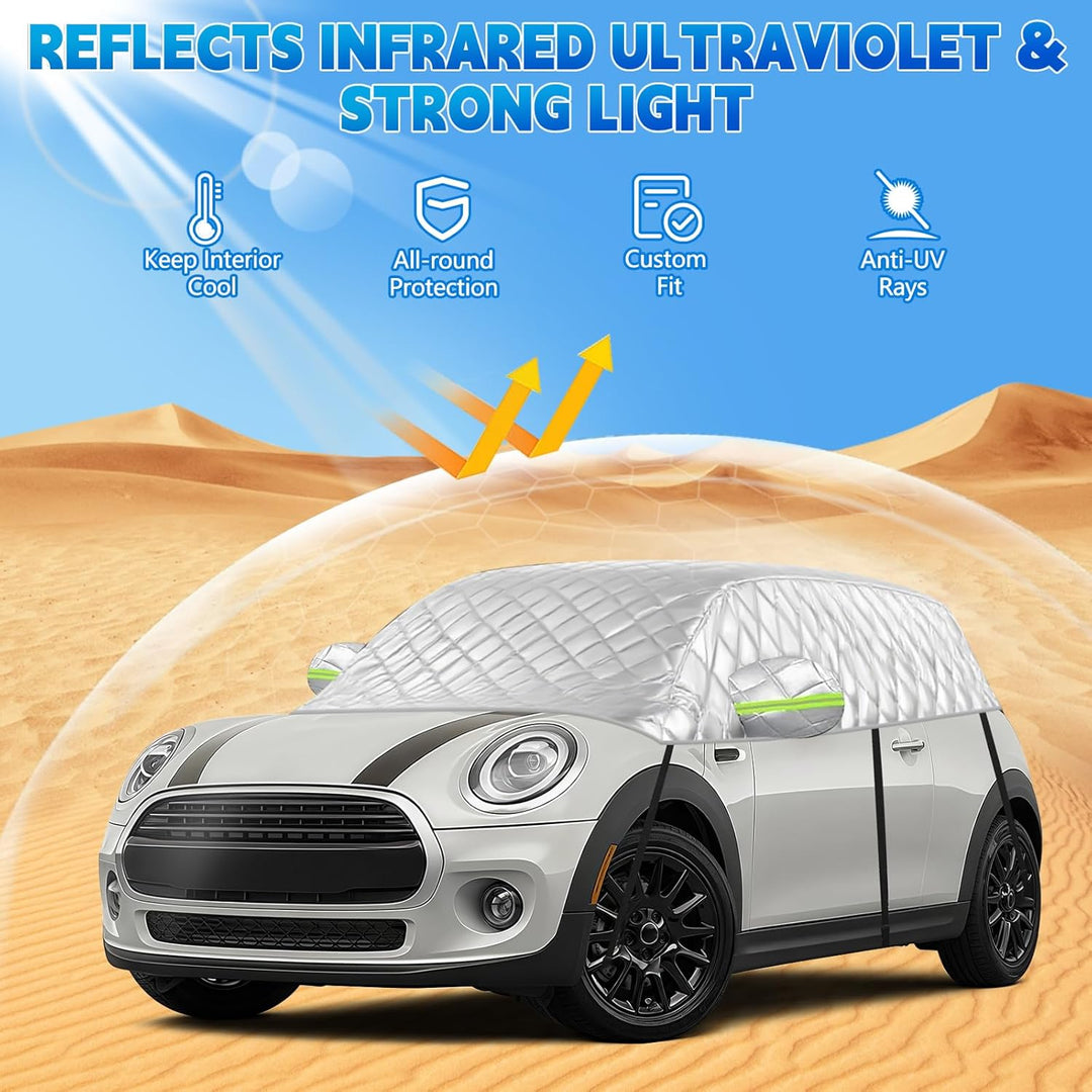 Verdickt Autoabdeckung Wasserdicht Ersatz für Mini Cooper 3 Door 2000-2025, Sonnenfest Hälfte Halbga
