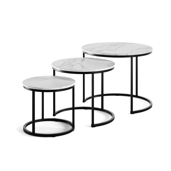 Vicco Couchtisch-Set Montreal, Weiss/Schwarz, 55 x 55 cm 3 Teile, platzsparend klappbar und vielseit