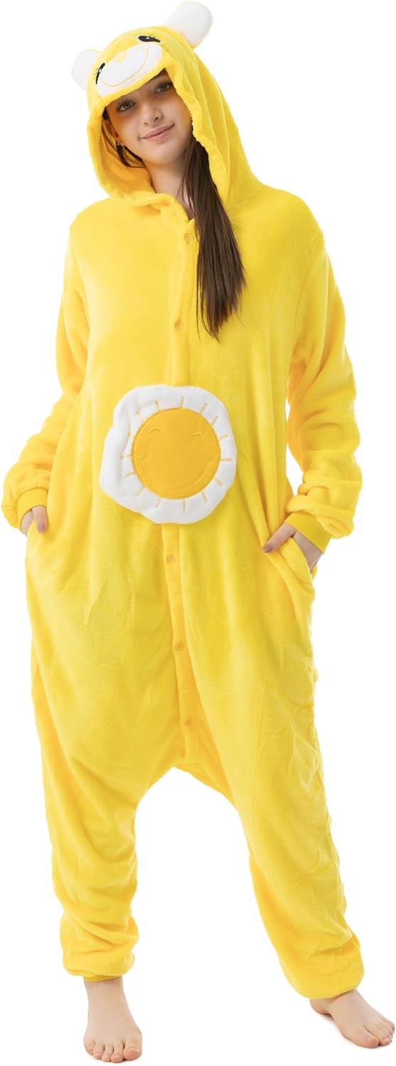 Glücksbärchi Kostüm Onesie Jumpsuit Karneval, gelb, XL XL Glücksbärchi Sonnenschein Gelb, XL Glücksb