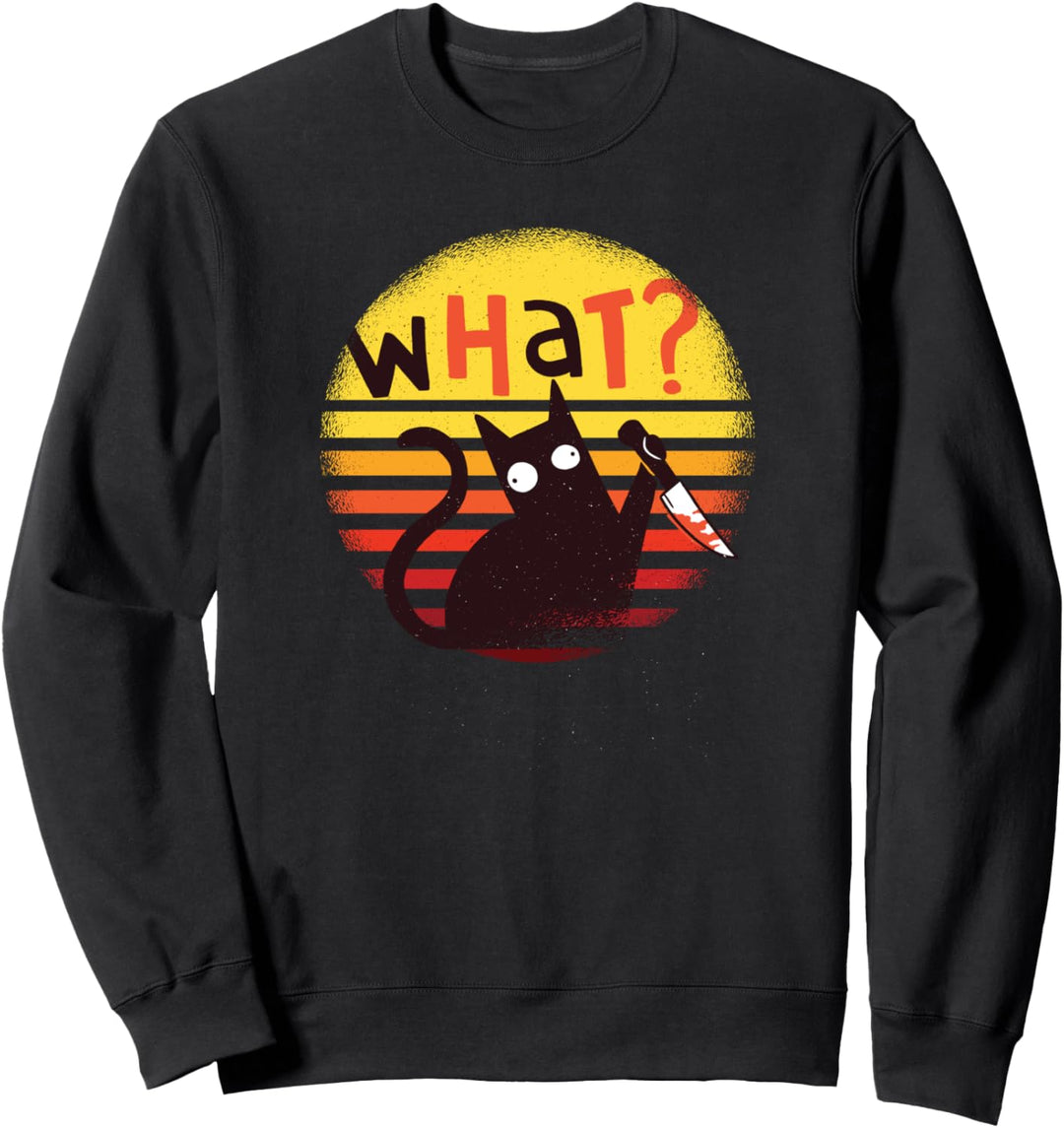 Halloween Crazy Cat Verrückte Katze mit Messer witziges Sweatshirt