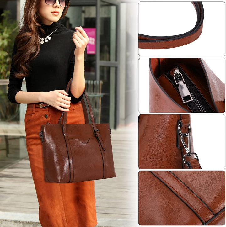 HAWEE Damen Crossbody Handtasche Grosse Shopper Umhängetasche Kunstleder Tote Schultertasche Mode He