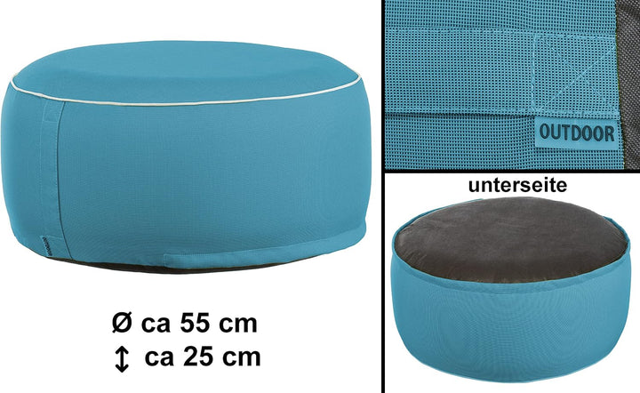 Brandsseller Outdoor Sitzhocker aufblasbar – Pouf Ø 55 x 25 cm – wasserabweisender Sitzsack für Gart