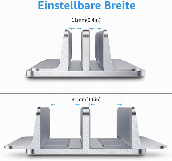 Bewahly Doppelt Vertikaler Laptop Ständer, Aluminium Verstellbarer Notebook Ständer Platzsparender H