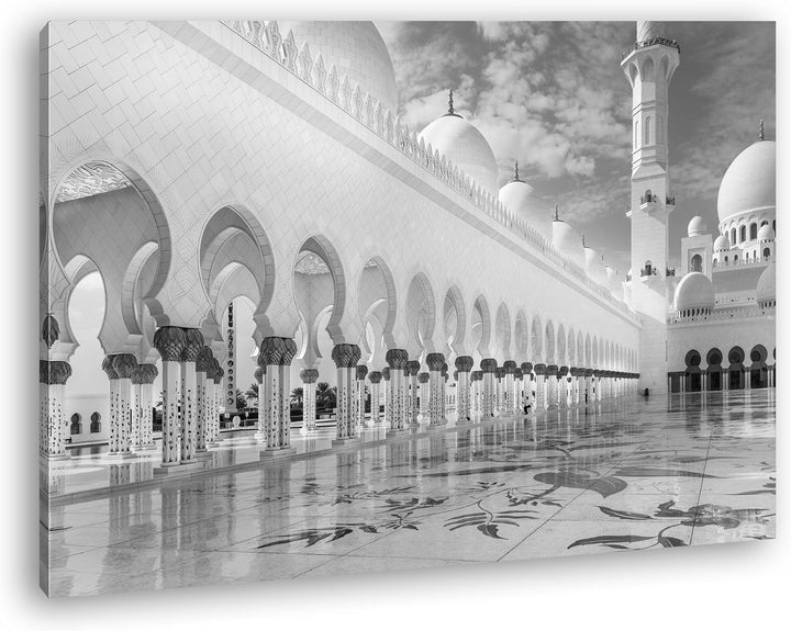 deyoli Moschee in Abu Dhabi Effekt: Schwarz/Weiss im Format: 80x60 als Leinwandbild, Motiv fertig ge