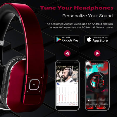 August EP650 - Bluetooth Kopfhörer v4.2 NFC mit aptX Low Latency - Stereo Over Ear Headphones mit Au