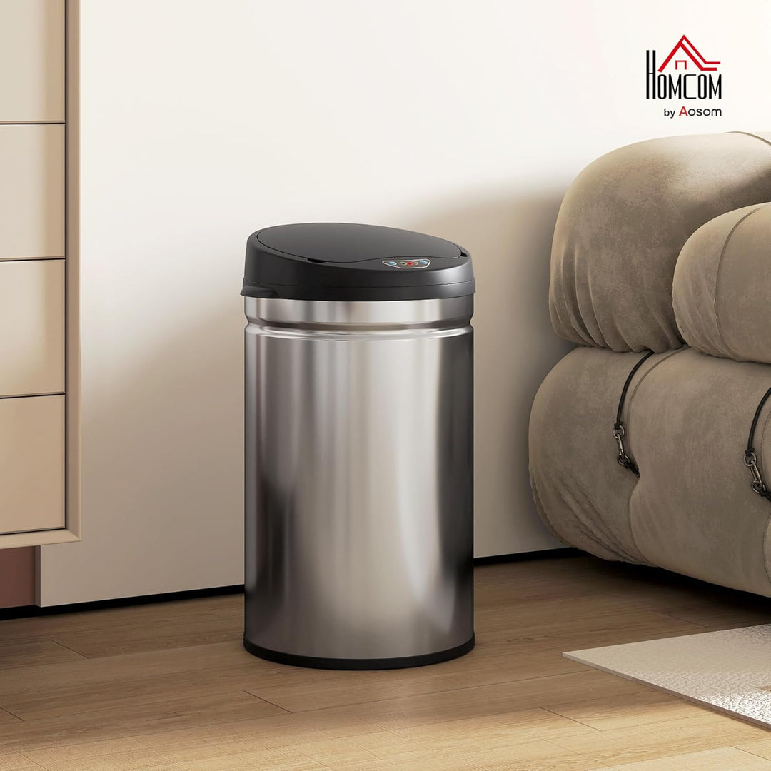 HOMCOM Mülleimer mit Sensor 30L Edelstahl Automatischer Leiser Mülleimer mit Soft-Close-Deckel, Bewe