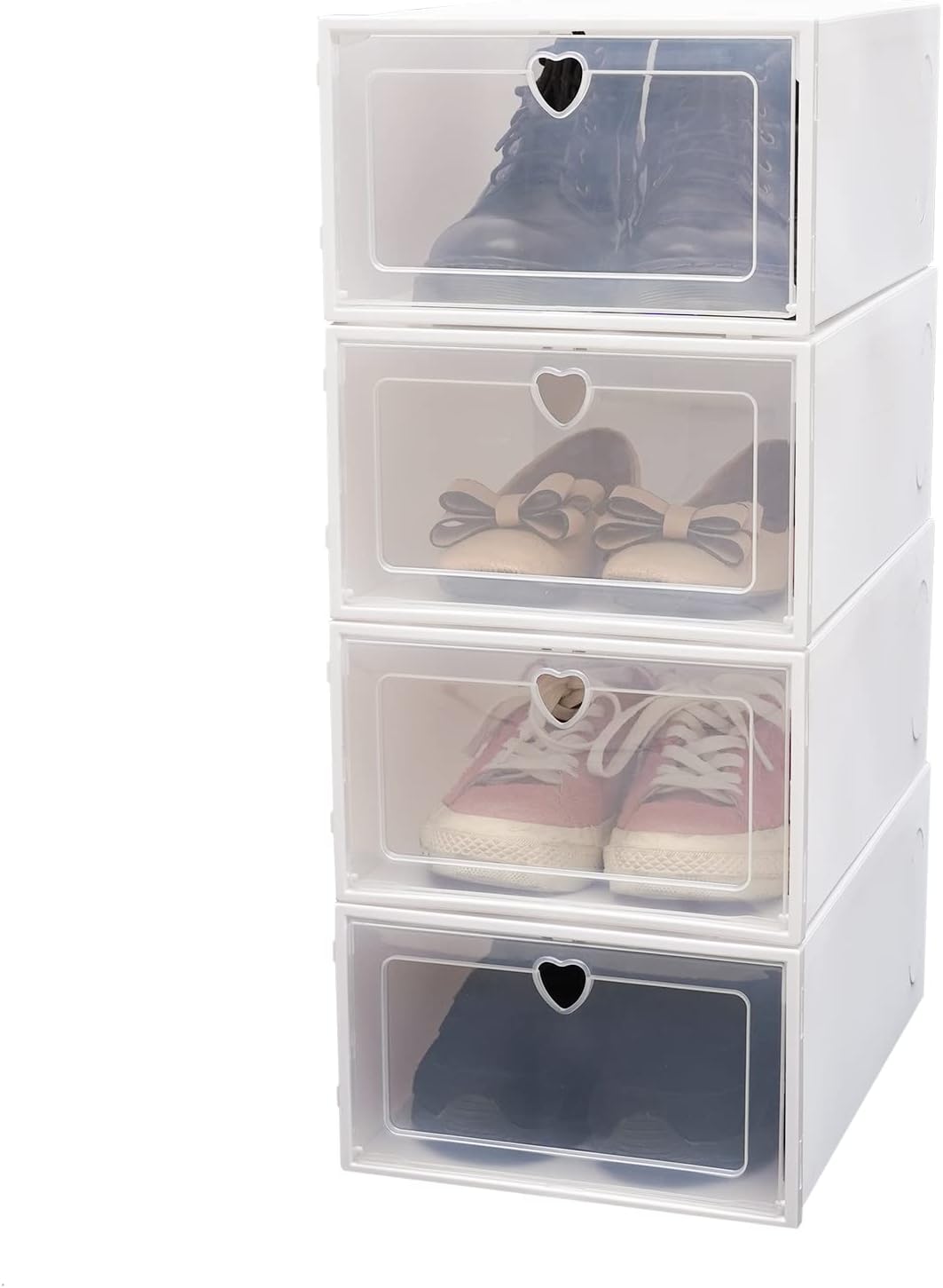 20 Stück Transparent Schuhbox Plastik Schuhkarton Schuhaufbewahrung Schublade Stapelbar Raumsparend