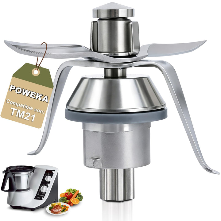 Poweka TM21 Messer Kompatibel mit Vorwerk Thermomix TM21 Edelstahl Küchenmaschine mit Dichtring, TM2