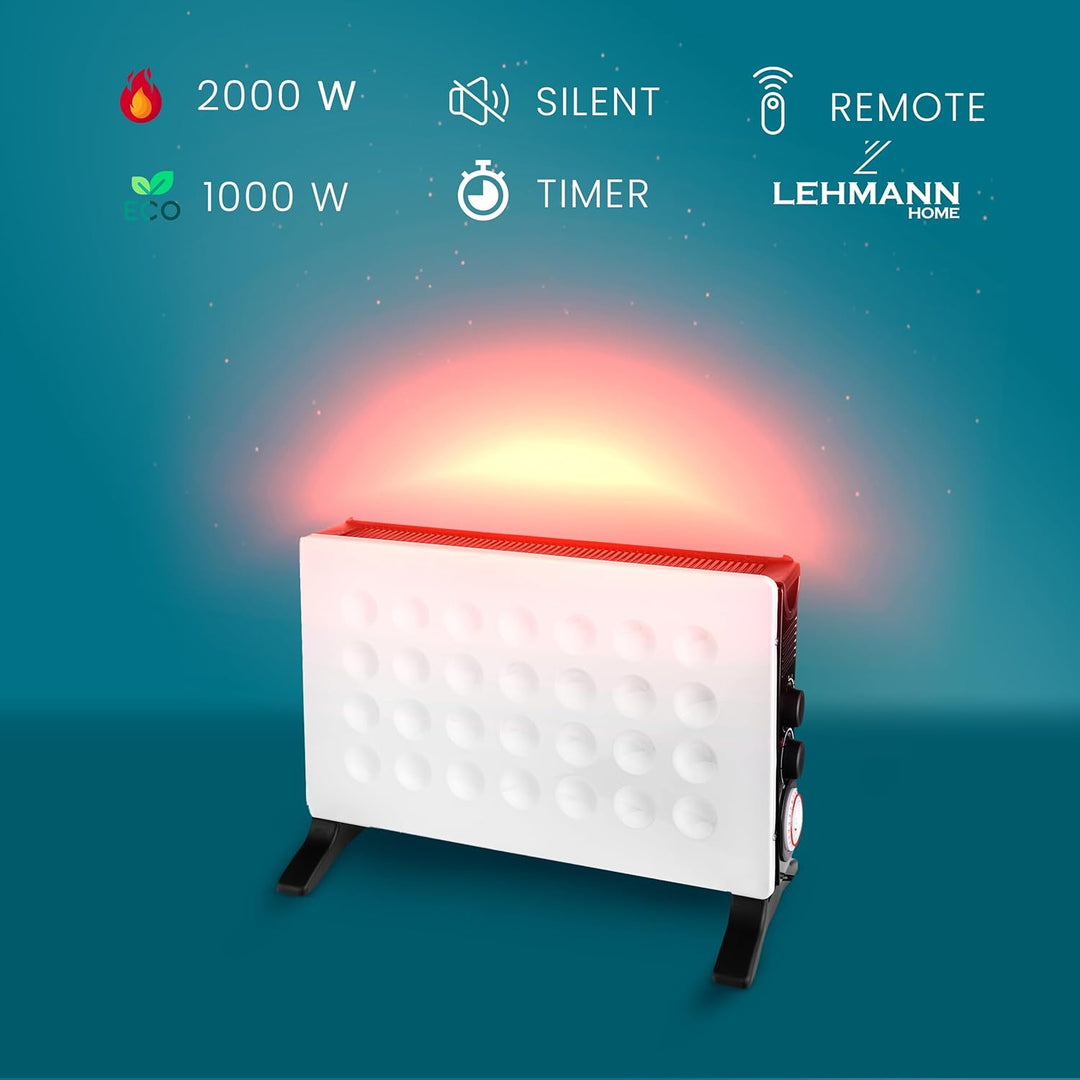 Lehmann LHOHC-2013B Konvektor Heizung 2000 W | Heizkörper mit Thermostat und 3-stufiger Leistungsreg