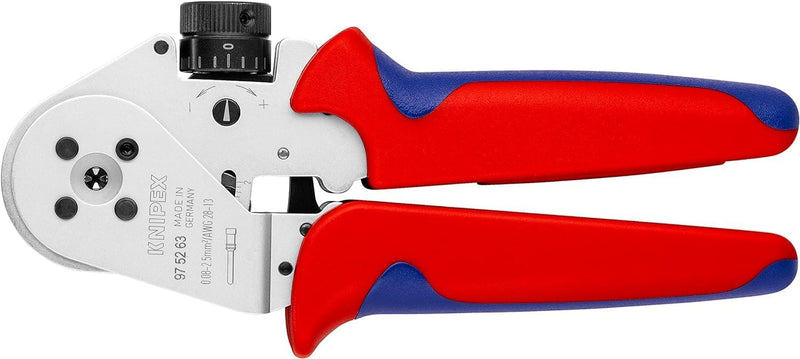 Knipex Vierdornpresszange für gedrehte Kontakte verchromt, mit Mehrkomponenten-Hüllen 180 mm 97 52 6