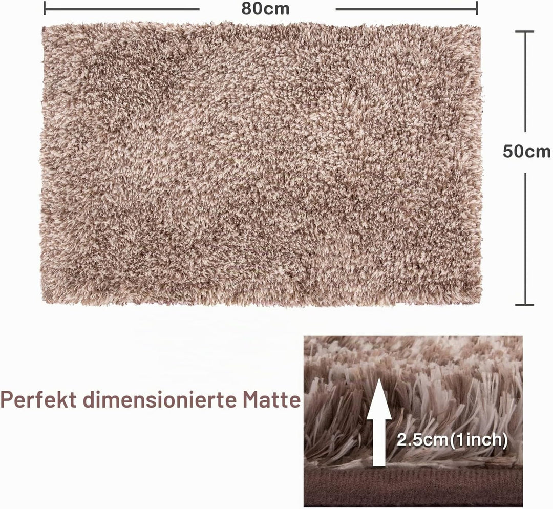 FCSDETAIL rutschfeste, Hochflor Badteppiche, Maschinenwaschbare Badematte, Badvorleger mit Wasserabs
